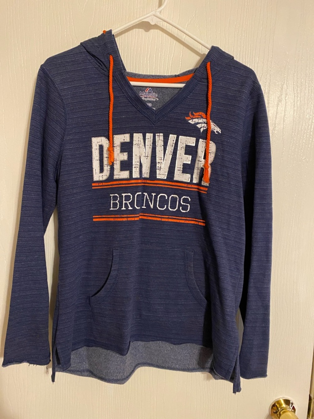 Majestic Denver Broncos Navy Blue & Orange Hooded Sweatshirt